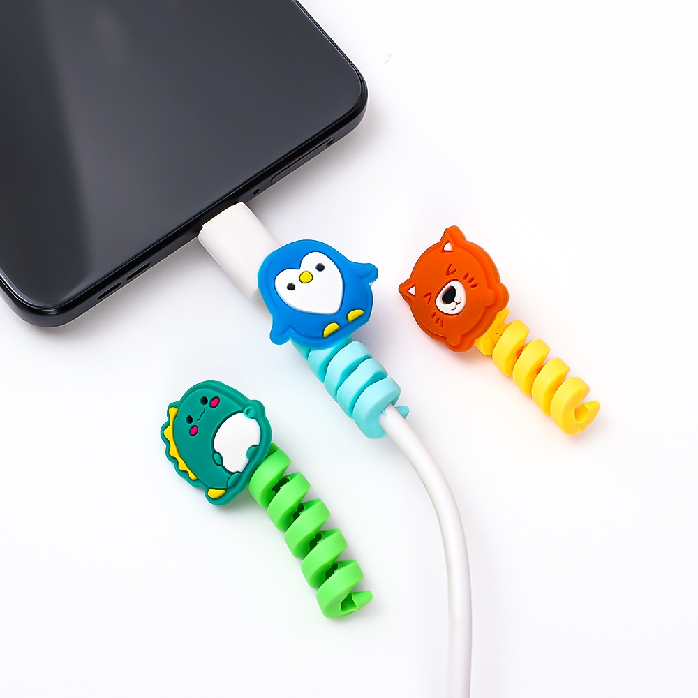 Phụ Kiện Bảo Vệ Dây Cáp Sạc usb Bằng Silicon Hình Xoắn Ốc Hoạt Hình Chất Lượng Cao Thông Dụng