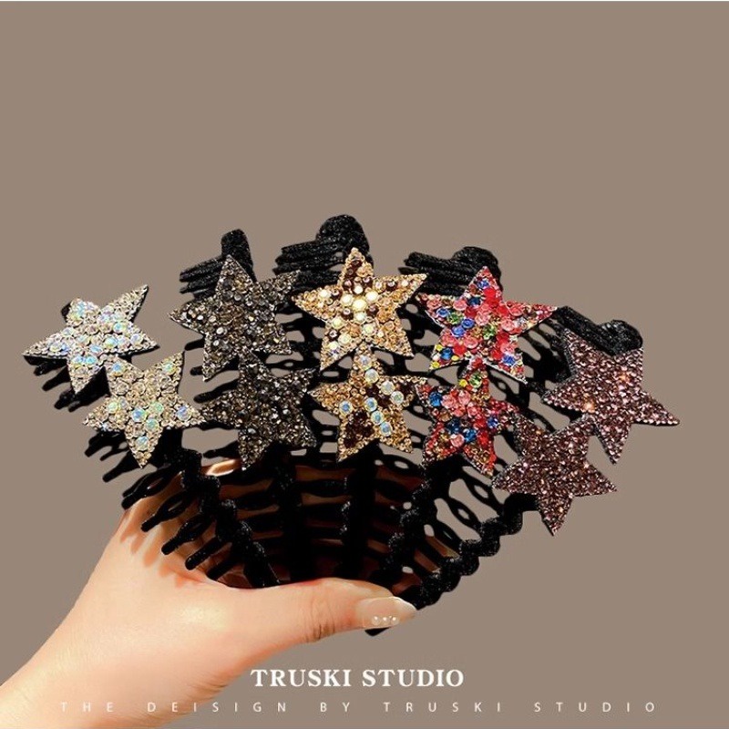 Băng Đô Cài Tóc Chống Trượt Hình Ngôi Sao Lấp Lánh Đơn Giản Phong Cách Hàn Quốc