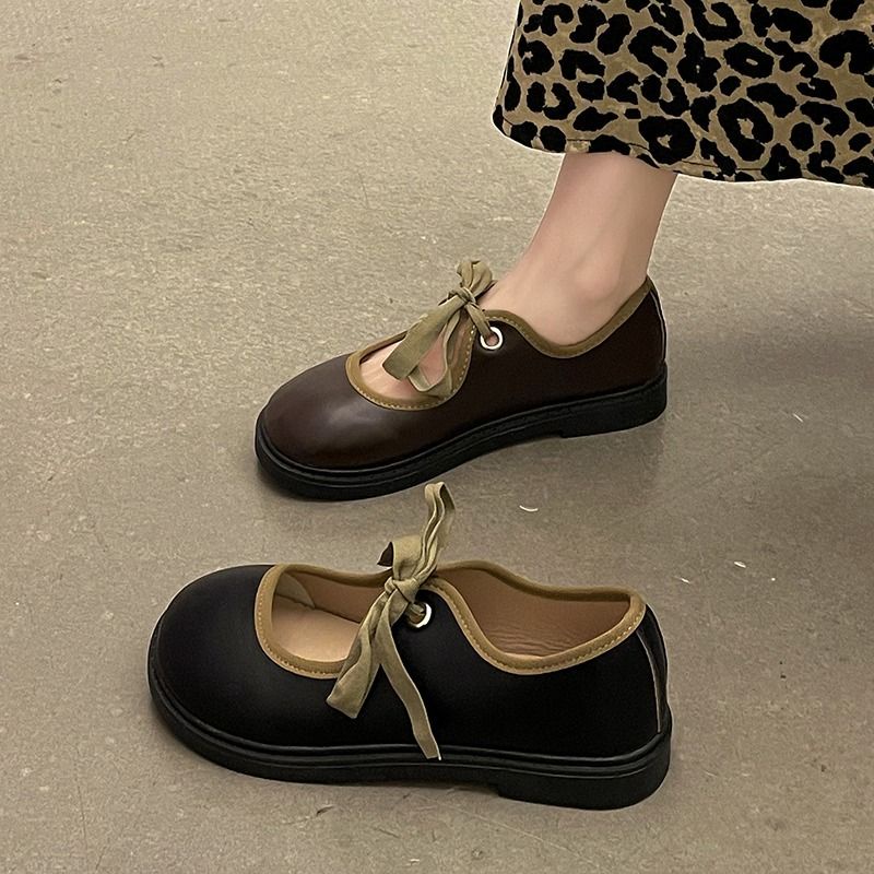 Giày Da Thắt Nơ Xinh Xắn Hợp Thời Trang Cho Nữ size 35-42