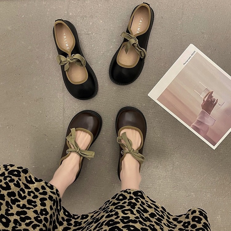 Giày Da Thắt Nơ Xinh Xắn Hợp Thời Trang Cho Nữ size 35-42