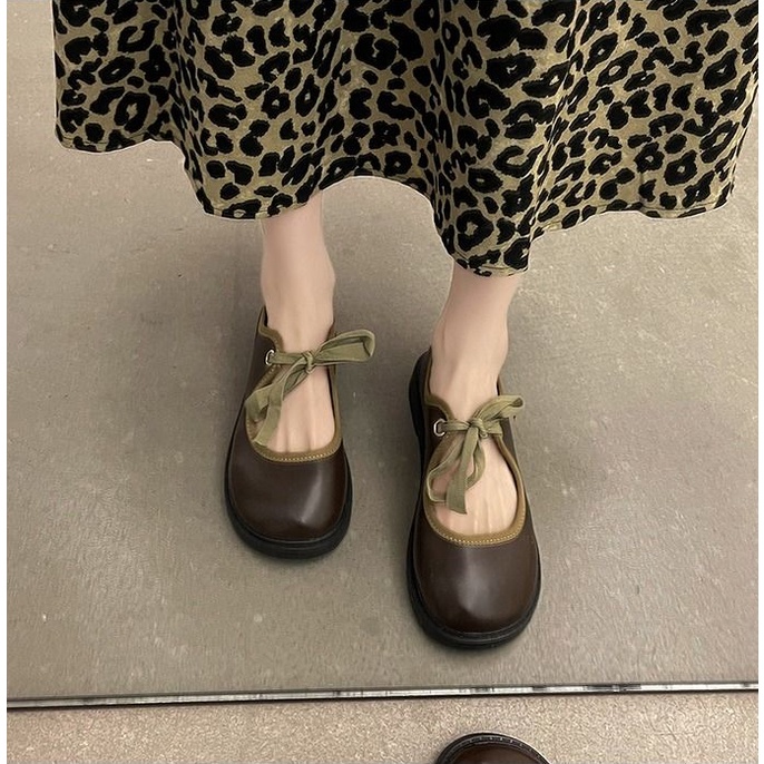 Giày Da Thắt Nơ Xinh Xắn Hợp Thời Trang Cho Nữ size 35-42