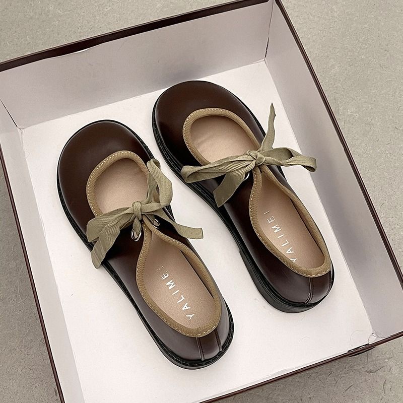 Giày Da Thắt Nơ Xinh Xắn Hợp Thời Trang Cho Nữ size 35-42