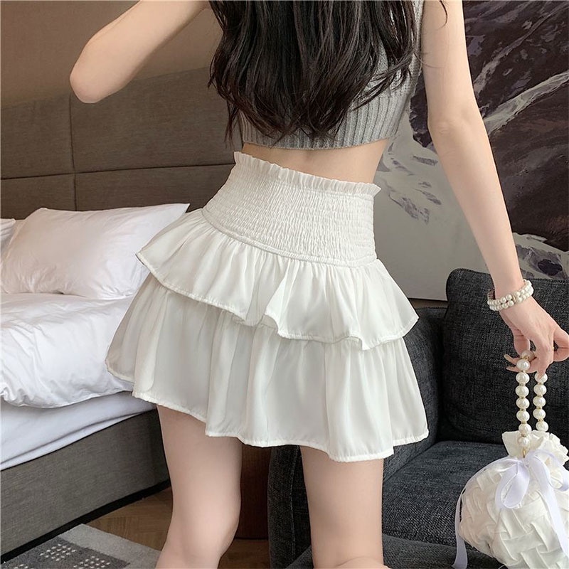 PINXIANG  Chân Váy Xếp Tầng Eo Cao Ôm Dáng Ngọt Ngào Cho Nữ