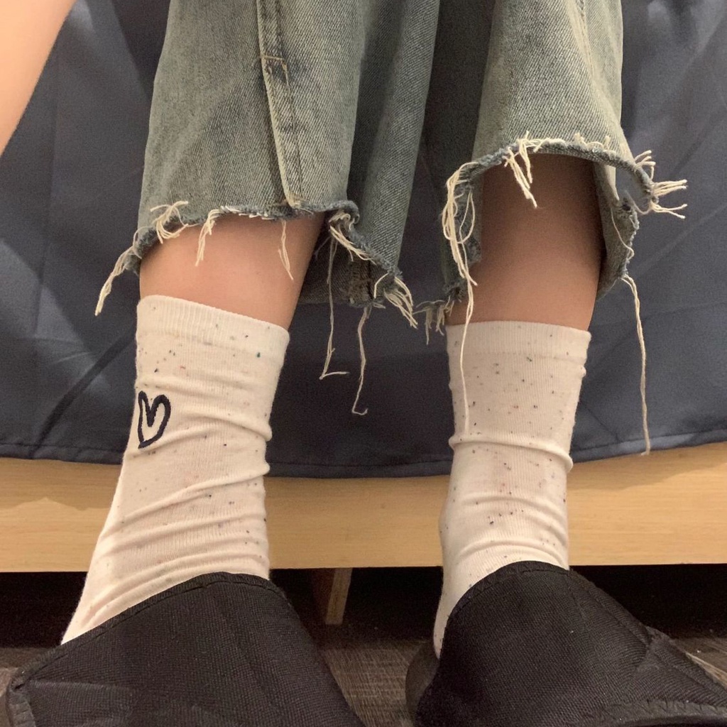 Thời Trang Vớ cotton Họa Tiết Chấm Bi Hình Trái Tim Dành Cho Bé Gái