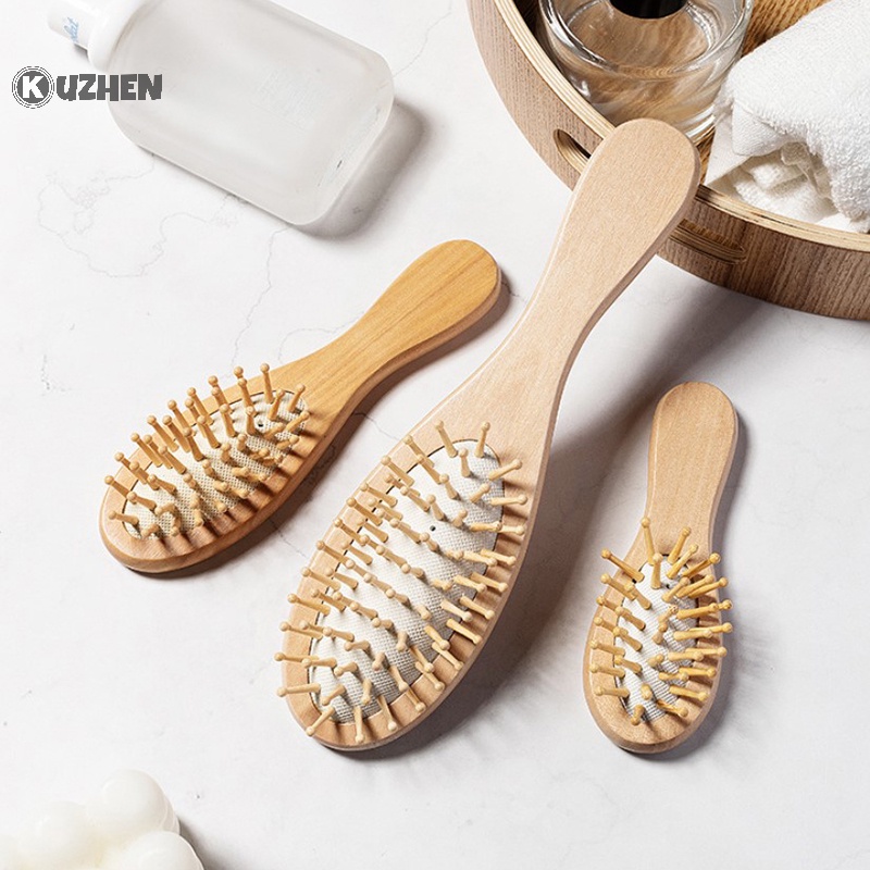 Lược Chải Tóc Túi Khí Mát Xa Da Đầu Bằng Gỗ kuzhen