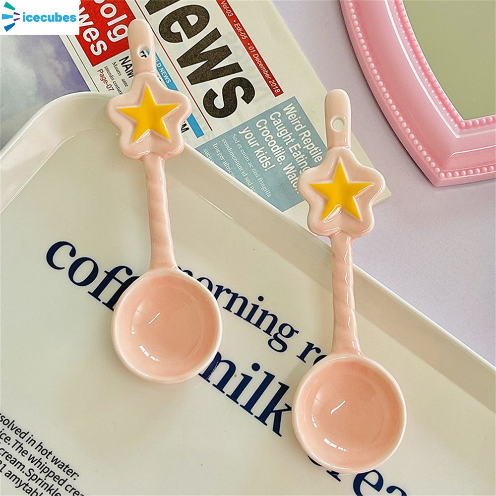 Gốm vẽ tay Ngôi sao dễ thương Cô gái Thìa tráng miệng ICECUBES