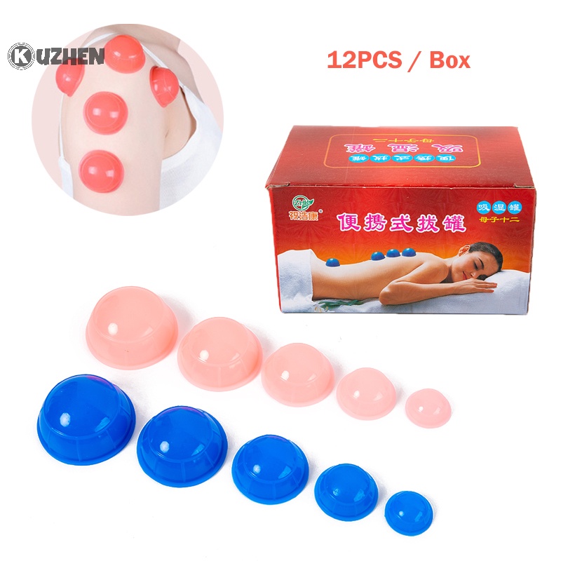 Set 12 Cốc Giác Hơi Mát Xa Chân Không Bằng silicone Chuyên Nghiệp
