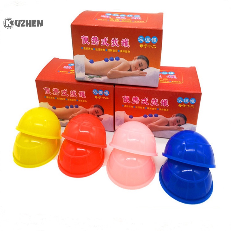 Set 12 Cốc Giác Hơi Mát Xa Chân Không Bằng silicone Chuyên Nghiệp