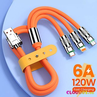 Cáp sạc siêu nhanh 120w 6a 3 trong 1 typec ios micro usb quick charge data cable cud01