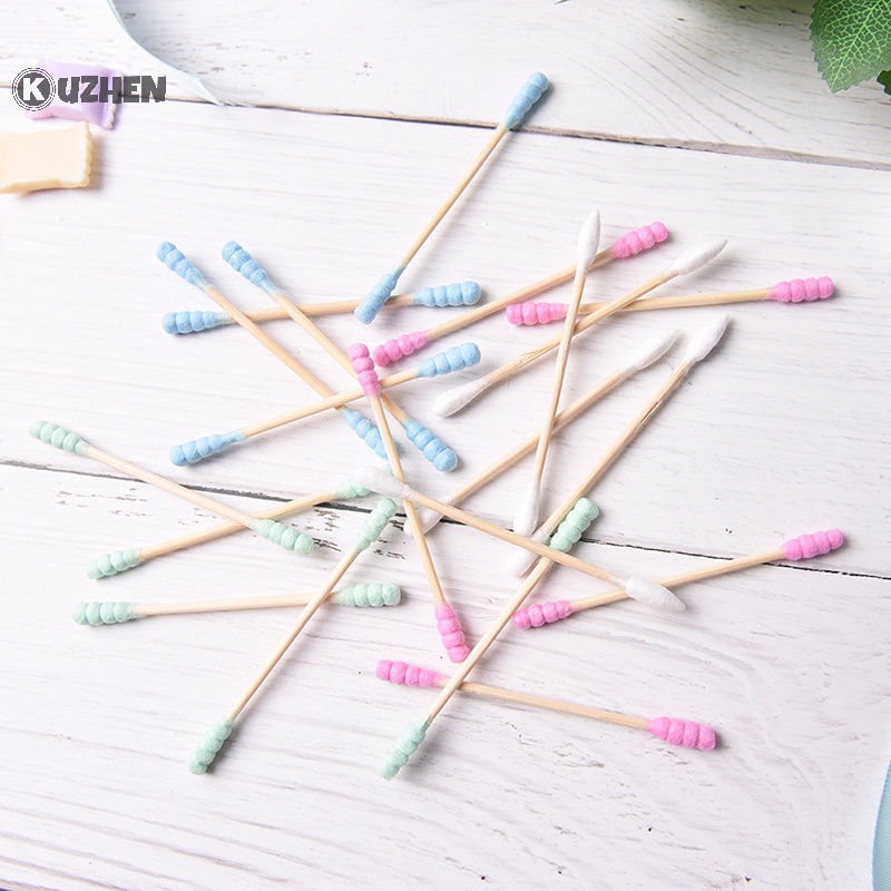 Túi 100 Tăm Bông cotton Hai Đầu Màu Sắc Ngọt Ngào