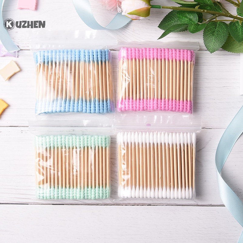 Túi 100 Tăm Bông cotton Hai Đầu Màu Sắc Ngọt Ngào