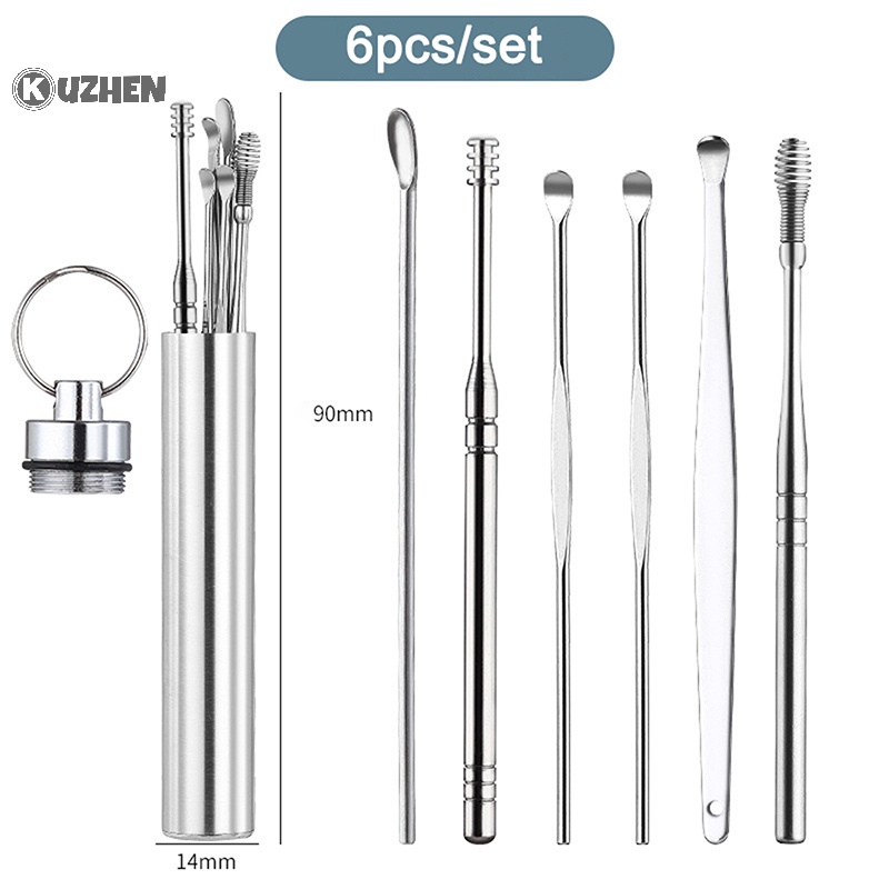 Kuzhen Dụng Cụ Lấy Ráy Tai Lò Xo Xoắn Ốc Bằng Thép Không Gỉ Cầm Tay Làm Sạch Tai