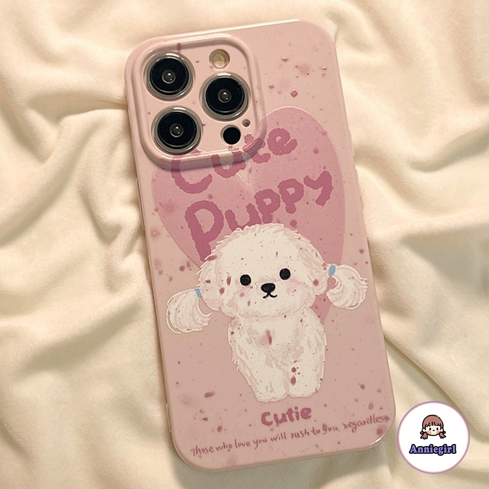 Ôp Điện Thoại tpu Dẻo Màu Hồng Hình Chú Chó teddy Dễ Thương Cho iphone 11 14 pro max 13 pro max 12 iphone x xs xr Ốp