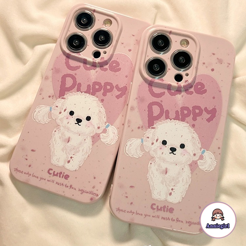 Ôp Điện Thoại tpu Dẻo Màu Hồng Hình Chú Chó teddy Dễ Thương Cho iphone 11 14 pro max 13 pro max 12 iphone x xs xr Ốp