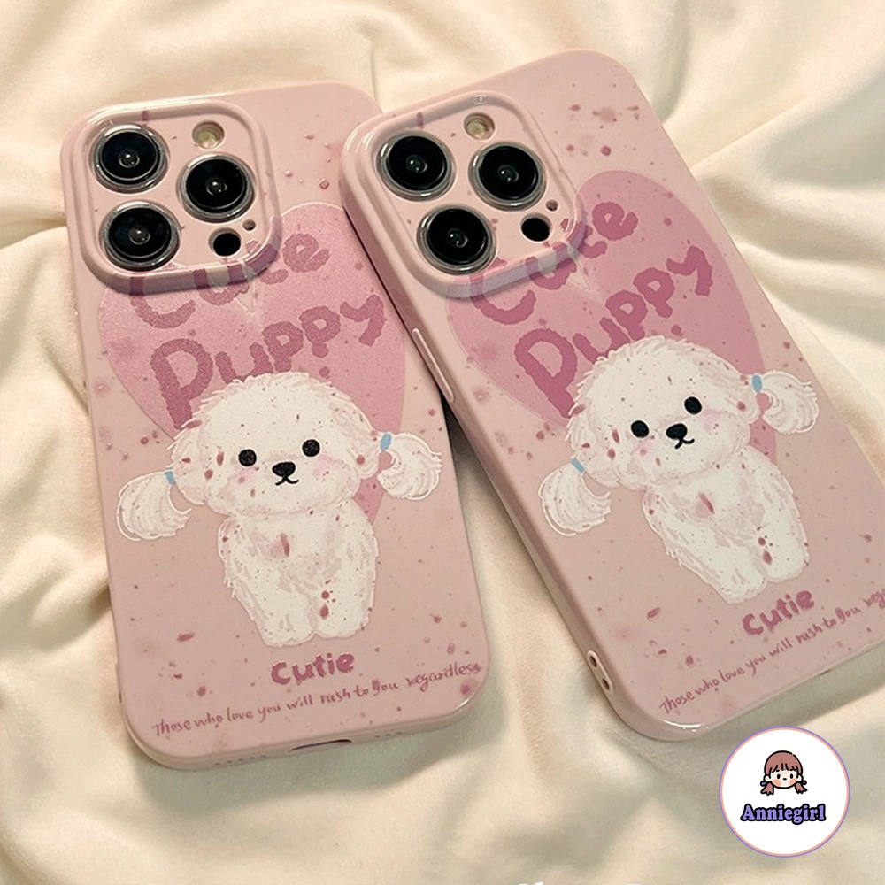 Ôp Điện Thoại tpu Dẻo Màu Hồng Hình Chú Chó teddy Dễ Thương Cho iphone 11 14 pro max 13 pro max 12 iphone x xs xr Ốp