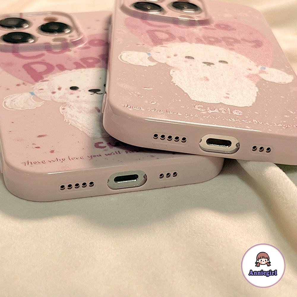 Ôp Điện Thoại tpu Dẻo Màu Hồng Hình Chú Chó teddy Dễ Thương Cho iphone 11 14 pro max 13 pro max 12 iphone x xs xr Ốp