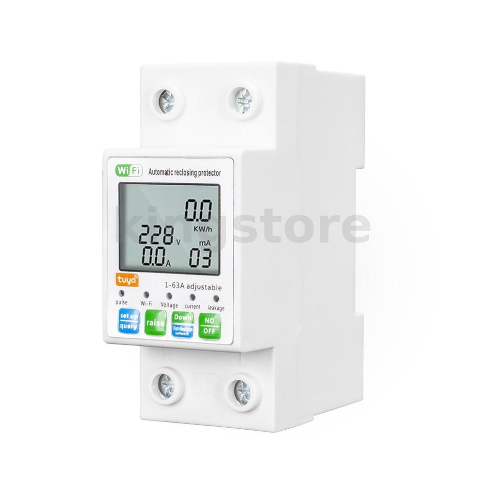 Wifi Vôn Kế Tự Động Đóng Bảo Vệ Dòng Điện Màn Hình lcd Hiển Thị Công Tắc Nguồn