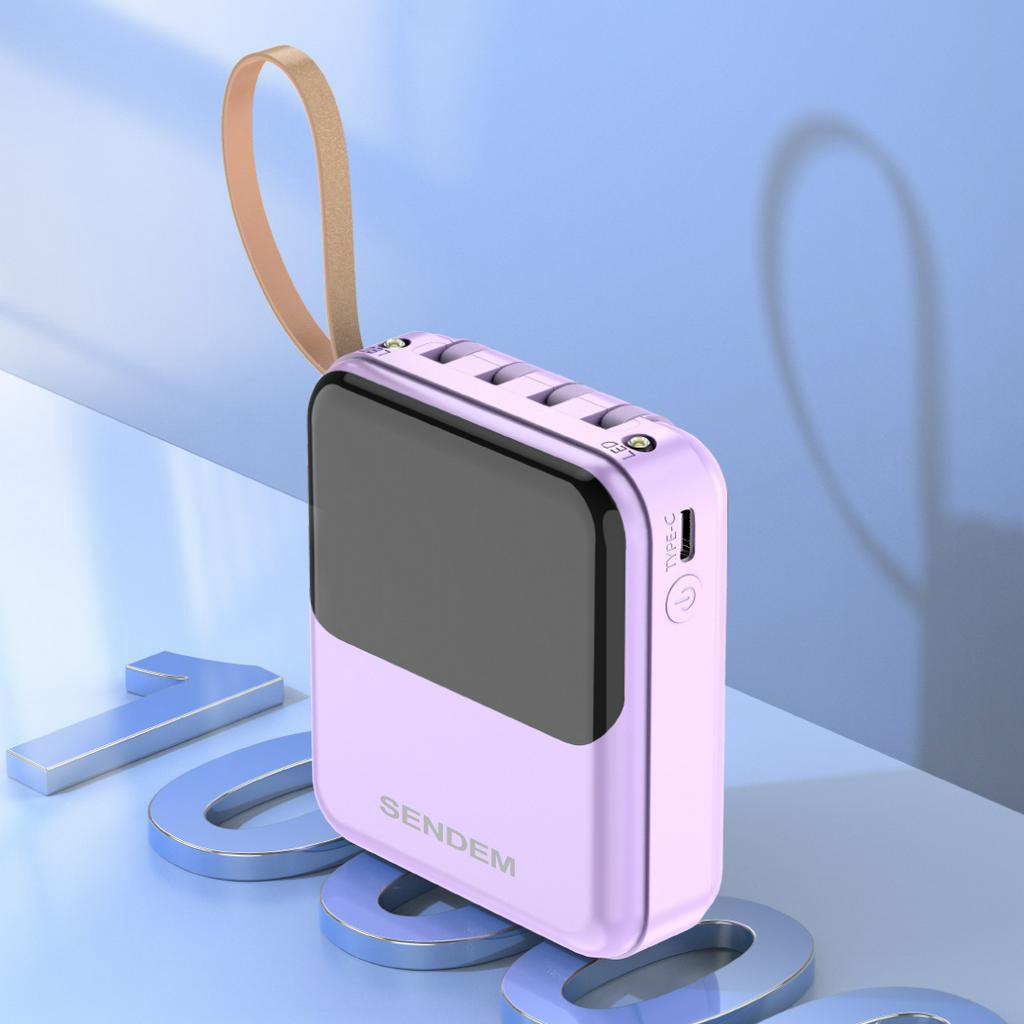 Sạc Dự Phòng Sendem P301 10000mAh Tích Hợp Sẵn Cáp Sạc, Có Led Báo Phần Trăm Pin Techhigh Officall