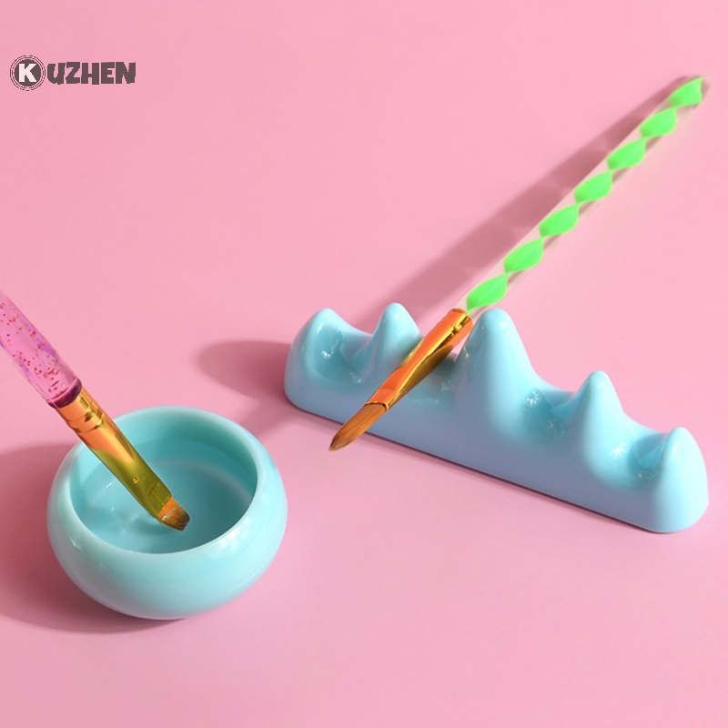 Kuzhen Giá Đỡ Cọ Vẽ Móng Tay Bằng Nhựa uv acrylic Chuyên Dụng