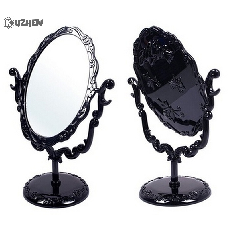 Kuzhen Gương Trang Điểm Để Bàn Xoay Được Hình Hoa Hồng Bướm Đen Phong Cách gothic Cho Nữ hot