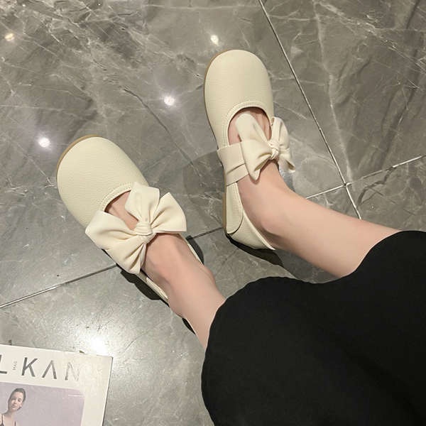 Giày Búp Bê Đế Mềm Đính Nơ Xinh Xắn Cho Nữ