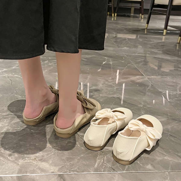 Giày Búp Bê Đế Mềm Đính Nơ Xinh Xắn Cho Nữ