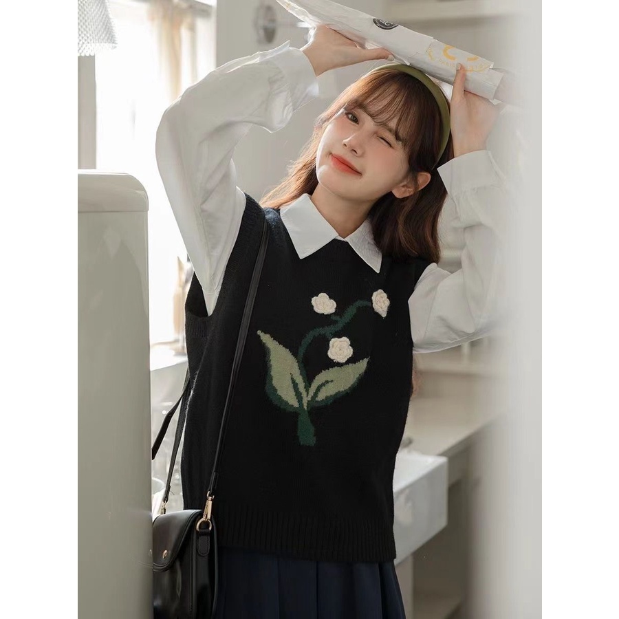 Áo Dệt Kim Không Tay Thêu Họa Tiết Mới Phong Cách vintage Cho Nữ