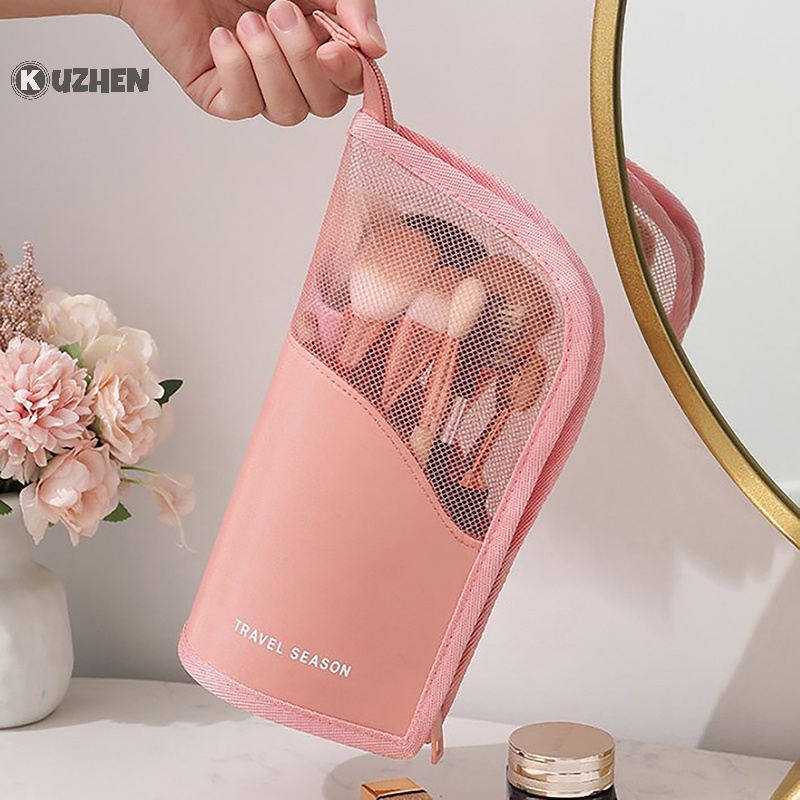 1 Túi Đựng Mỹ Phẩm Đứng Trong Suốt Có Khóa Kéo Cho Nữ