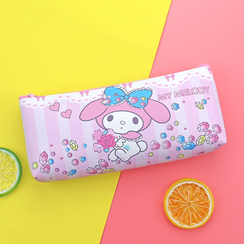 Sanrio Túi Đựng Bút Bằng Da pu In Hoạt Hình kuromi melody Đáng Yêu
