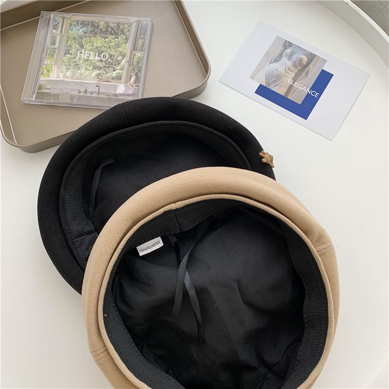 Mũ beret Len Màu Nâu Hoạt Hình Phong Cách retro Nhật Bản Thời Trang Thu Đông Dành Cho Nữ