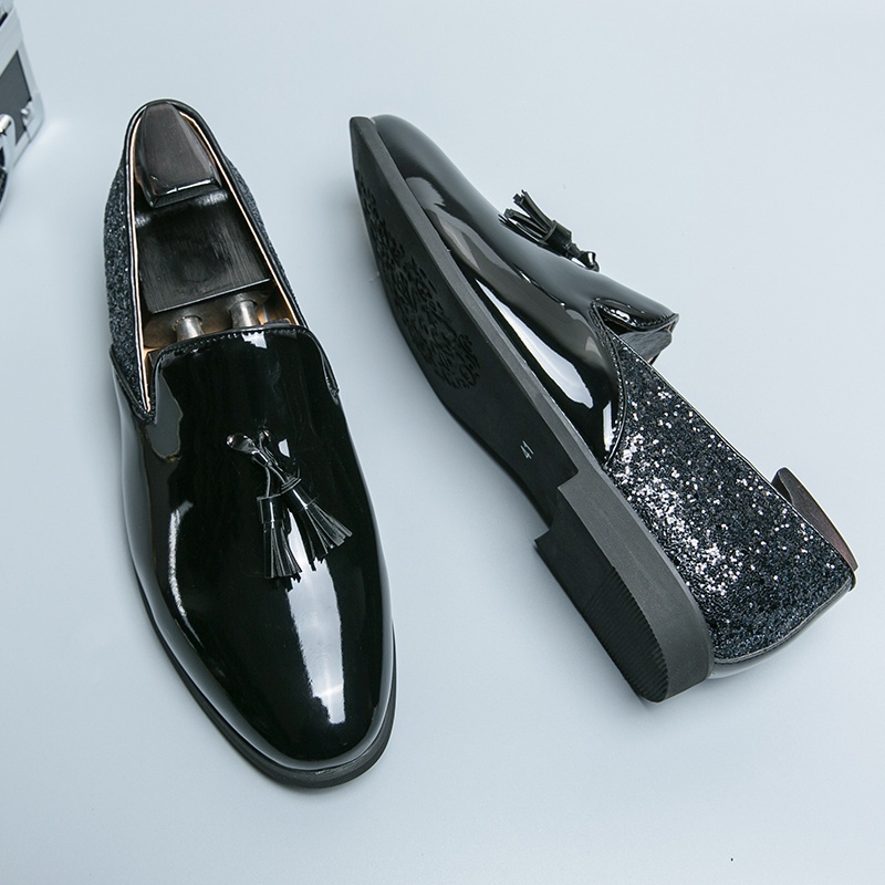 Italia Giày Lười Phối Tua Rua Màu Vàng Bóng Phong Cách Trang Trọng Thời Trang Cho Nam