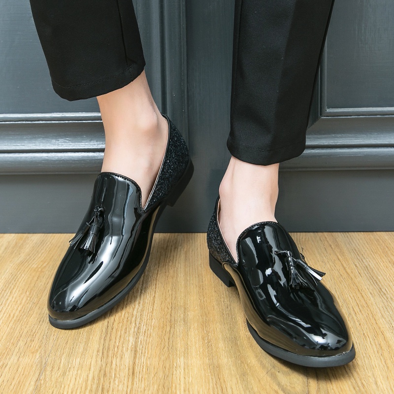 Italia Giày Lười Phối Tua Rua Màu Vàng Bóng Phong Cách Trang Trọng Thời Trang Cho Nam