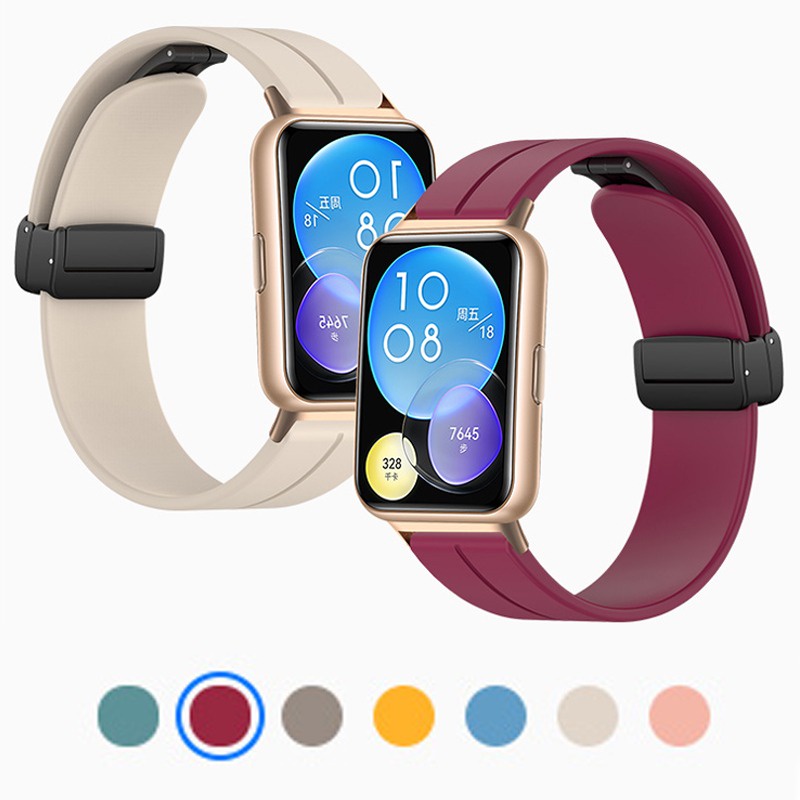 Silicone Dây Đeo Silicon Khóa Nam Châm Cho Đồng Hồ huawei watch fit 2 huawei watch fit2