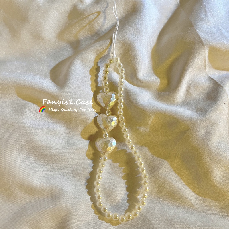 Cặp Dây Chuỗi Hạt handmade Treo Điện Thoại Di Động Hình Máy Ảnh Và Nơ Trái Tim