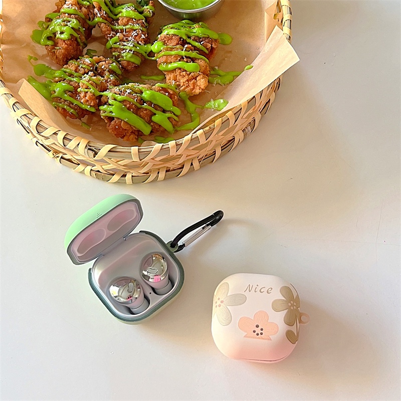 Vỏ Bảo Vệ Hộp Sạc Tai Nghe bluetooth Không Dây Samsung Galaxy Buds-2-Live-Pro Bằng tpu Mềm Nhám Hình Hoa