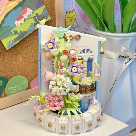 Panda ~Đồ chơi lắp ráp khối xây dựng DIY, bó hoa Lego, hoa vĩnh cửu, thác hoa giả, mô hình lắp ráp hạt nano, trang trí bàn làm việc, quà tặng hoa 0195