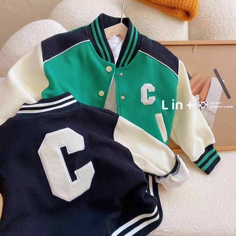 Áo Khoác Bóng Chày In Chữ Phong Cách Hàn Quốc Màu Sắc Thời Trang Mùa Thu Dành Cho Trẻ Em