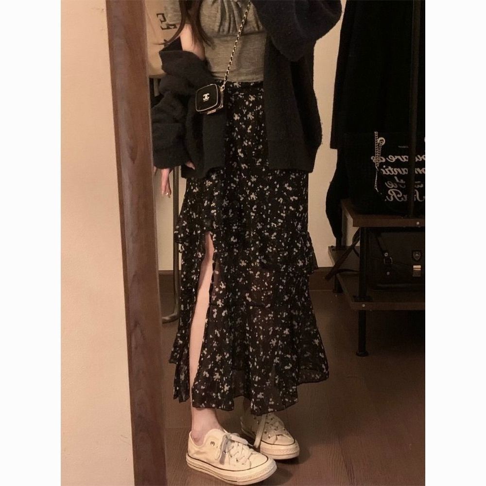 Chân Váy Chữ a Xếp Ly Họa Tiết Hoa Phong Cách Mới 2023