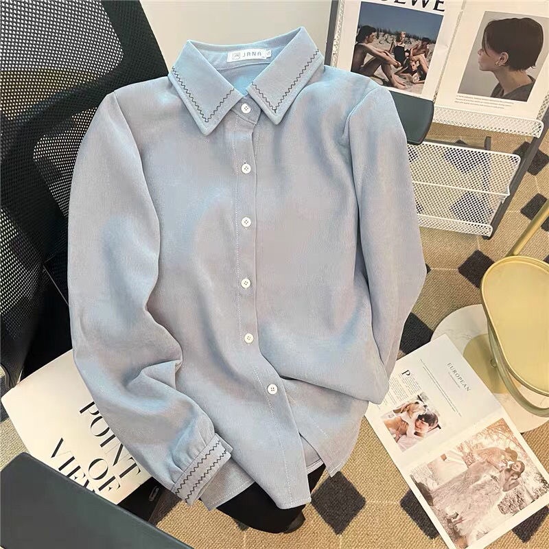 Áo Sơ Mi Nhung Kẻ Thời Trang Mùa Thu Phong Cách retro Dễ Phối Đồ Dành Cho Nữ