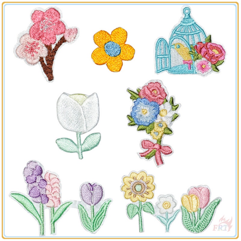 ☸ Sticker Ủi Thêu Hình Khu Vườn Xinh Xắn ☸ 1 Cái Hoa May Tự Làm Trên Sắt Trên Các Huy Hiệu