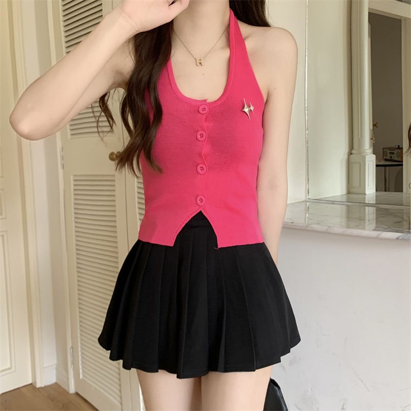 Áo Hai Dây Dệt Kim Dáng Ngắn Thời Trang Mùa Hè Quyến Rũ Cho Nữ