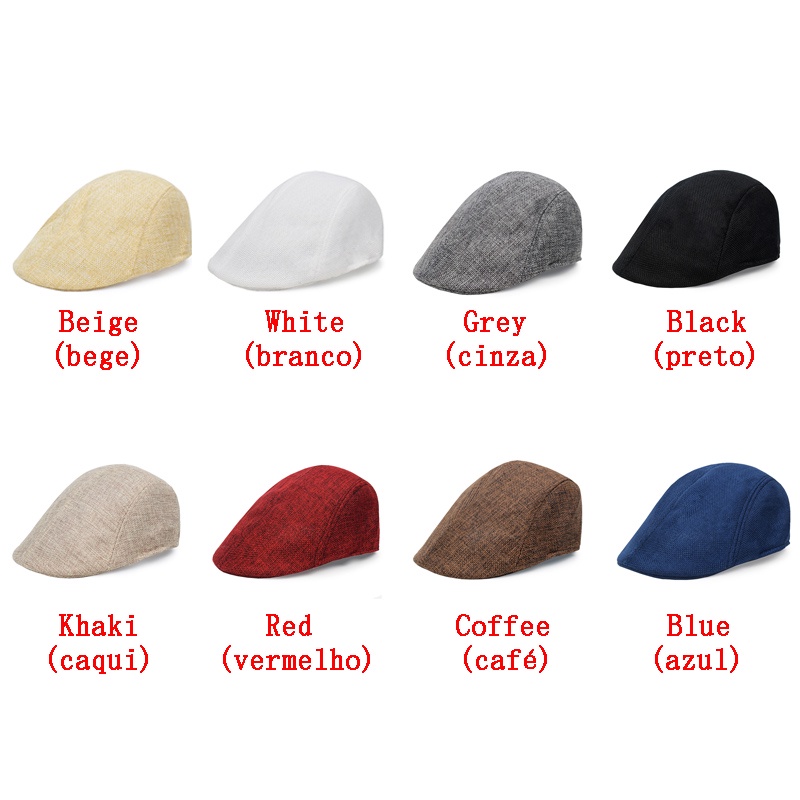 Mũ beret Thể Thao Bằng cotton Lanh Mỏng Màu Trơn Thoáng Khí Thời Trang Cho Nam