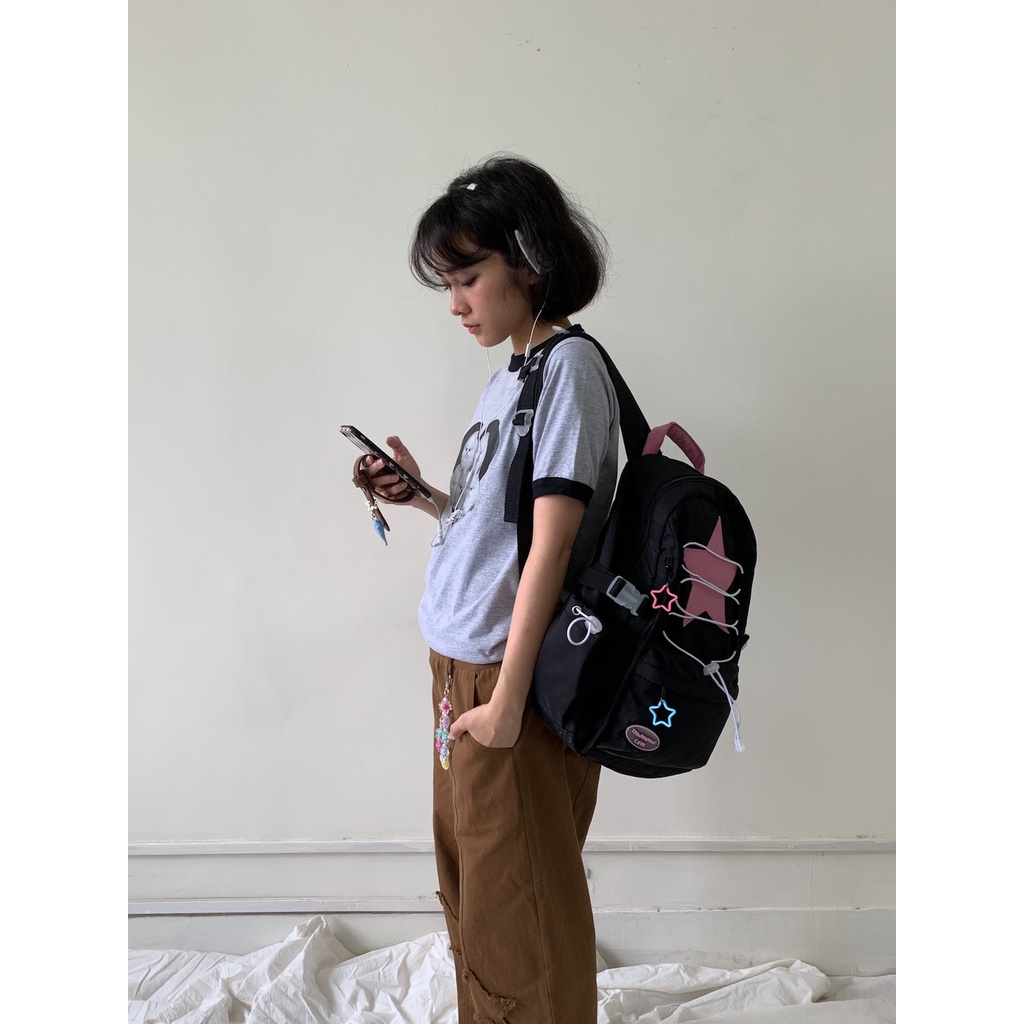 Ba Lô Học Sinh Mẫu Mới 2023 Phong Cách Sao Trời Sao Màu Hồng