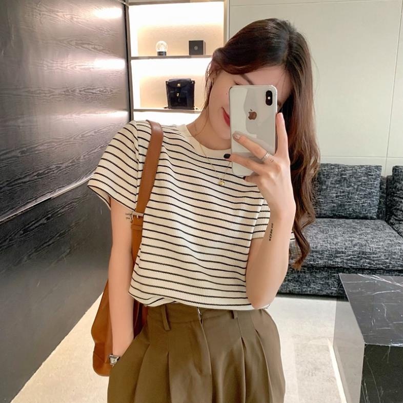 Áo Thun Baby Tee Kẻ Sọc Tay Ngắn Vasing. TKT