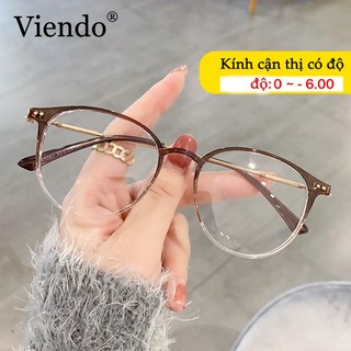 VIENDO Mắt Kính Gọng Tròn Đổi Màu Chống Ánh Sáng Xanh Thời Trang Cho Nam Nữ 0~-6 Độ(Có Cắt Kính Cận Theo Yêu Cầu)