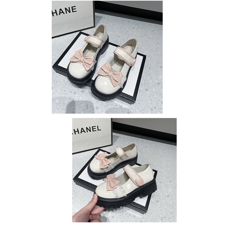 Giày Da lolita Nhật Bản Đế Dày Đính Nơ Thời Trang Xuân Thu 2023 Cho Nữ