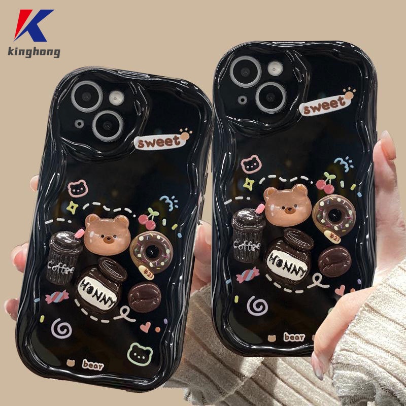 Ốp Điện Thoại Hình Gấu / Bánh donut 3d Kèm Chuông / Vòng Tay Cho IPhone 12 11 13 14 PRO MAX 6 7 6S 8 14 Plus X XR XS MAX 11 12 13 Se 2020 6SPlus 7Plus 6Plus 8Plus 14Plus XSMAX