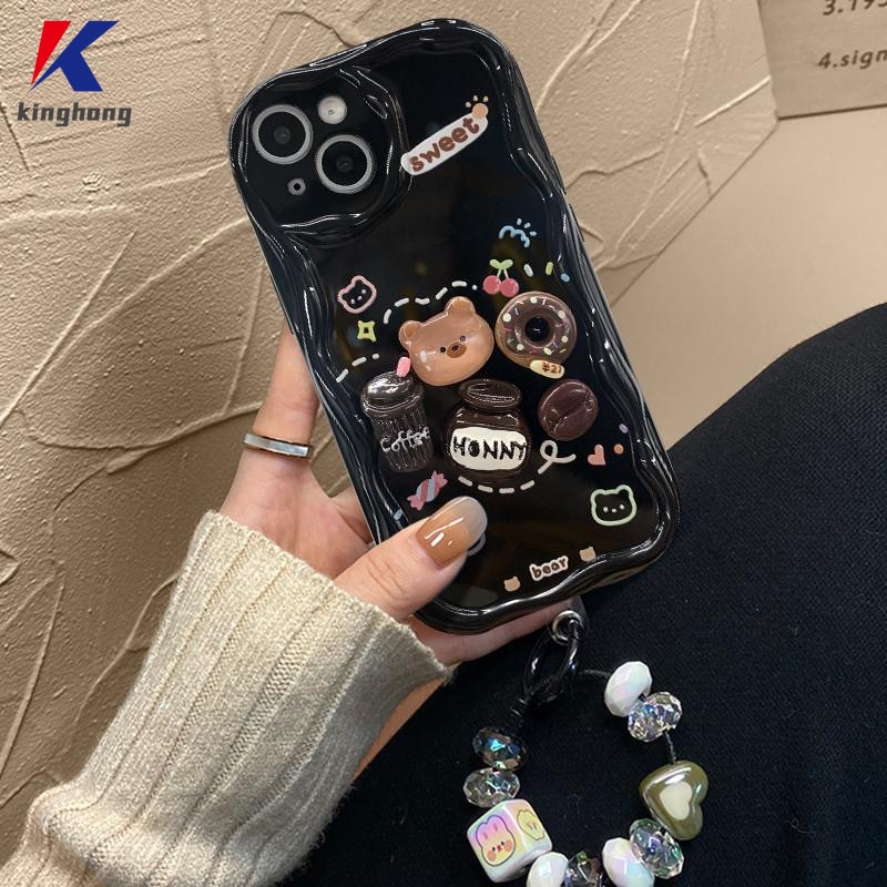 Ốp Điện Thoại Hình Gấu / Bánh donut 3d Kèm Chuông / Vòng Tay Cho IPhone 12 11 13 14 PRO MAX 6 7 6S 8 14 Plus X XR XS MAX 11 12 13 Se 2020 6SPlus 7Plus 6Plus 8Plus 14Plus XSMAX