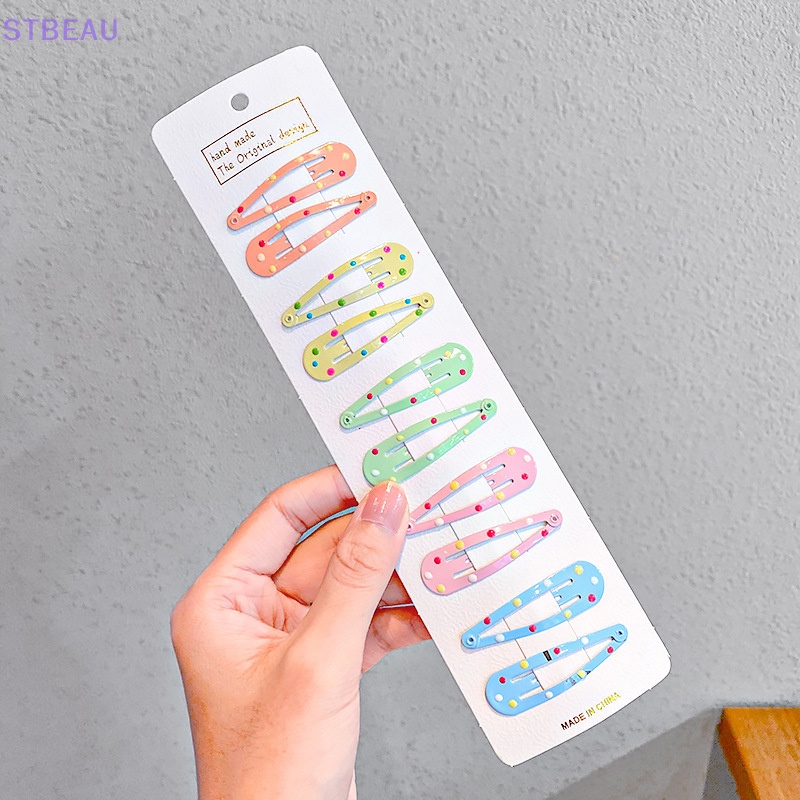 Set 10 Kẹp Tóc Hình Ngôi Sao / Giọt Nước Nhiều Màu Dễ Thương Cho Bé Gái
