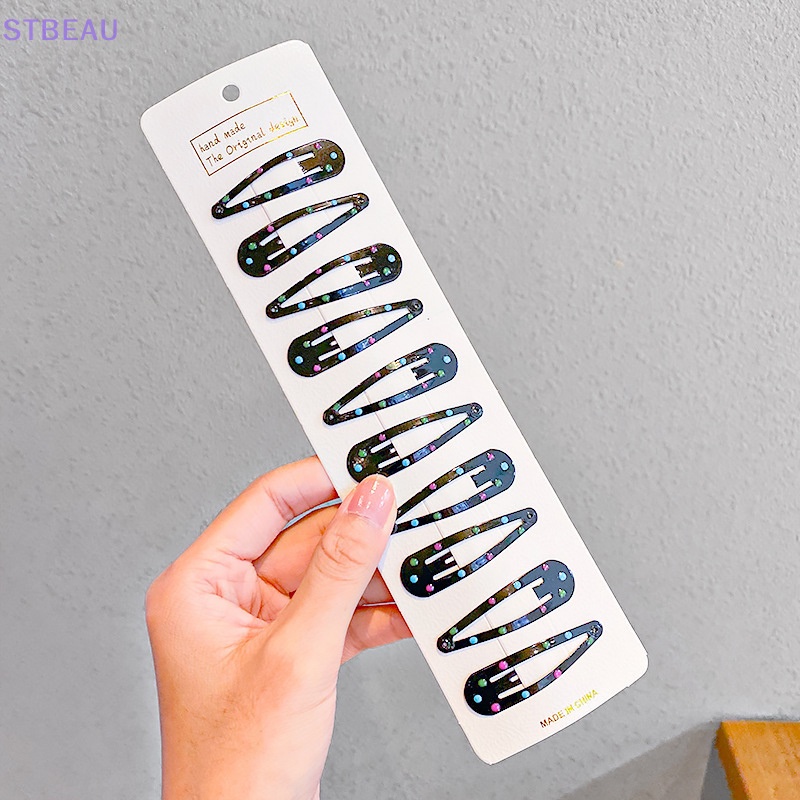 Set 10 Kẹp Tóc Hình Ngôi Sao / Giọt Nước Nhiều Màu Dễ Thương Cho Bé Gái